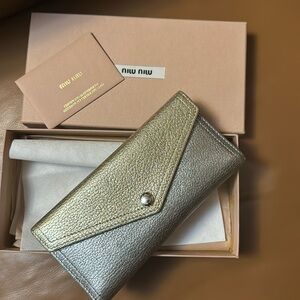 Miu Miu Metallic Gold Silver Wallet